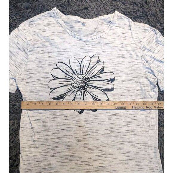 Women's Flower Print Designer Tshirts Size Large Heather Grey Loose Fit Feel - Picture 5 of 8